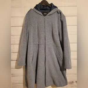 Torrid Grey First at Fit Hooded Fit & Flare Coat Size 4X Full Zip Classic